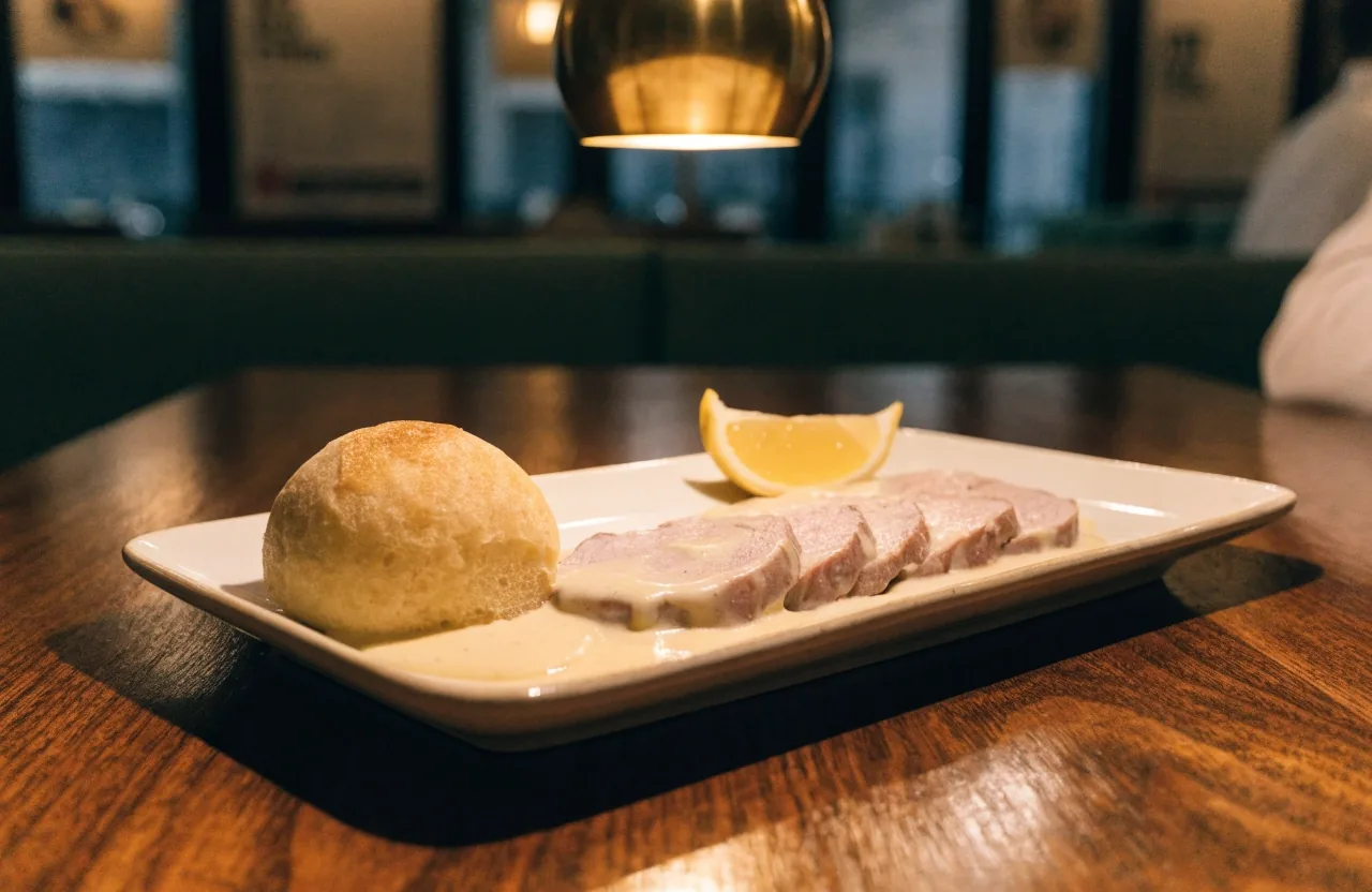 Hlavní jídlo z denního menu pod večerním světlem v Bílé Dolině